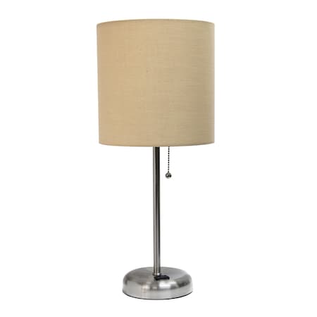 Stick Lamp With Charging Outlet, Tan